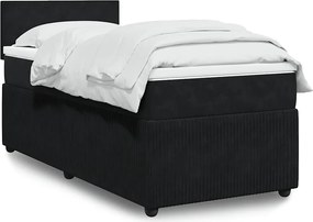 vidaXL Κρεβάτι Boxspring με Στρώμα Μαύρο 90x200 εκ. Βελούδινο