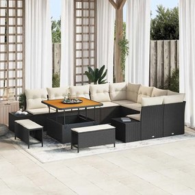 vidaXL Σετ Καναπέ Κήπου με αποθήκευση 12 pcs Μαύρο Πολυ ράταν