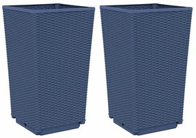 vidaXL Ζαρντινιέρες Κήπου 2 τεμ. Μπλε Γκρι 32,5x32,5x57 εκ. Πολυπροπυλένιο