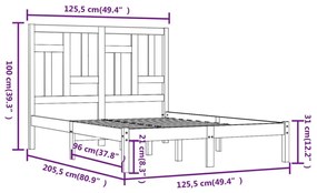 Πλαίσιο Κρεβατιού Καφέ Μελί 120 x 200 εκ. Μασίφ Ξύλο Πεύκου - Καφέ