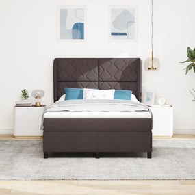 vidaXL Κρεβάτι Box Spring με Ματress σε Σκούρο Καφέ - 140x200 cm Υφάσμα