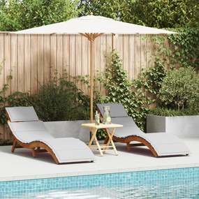 vidaXL Ξαπλώστρα με μαξιλάρι 2 pcs Ανοιχτό γκρι 184 x 55 x 64 εκ