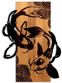 Διακοσμητικό Τοίχου Fish Yang 899SKL2694 43x3x58cm Walnut-Black Wallity Μέταλλο,Ξύλο