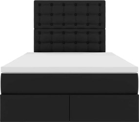 vidaXL Κρεβάτι Αποθήκης με στρώμα Μαύρο 120 x 200 cm Τεχνητό Δέρμα