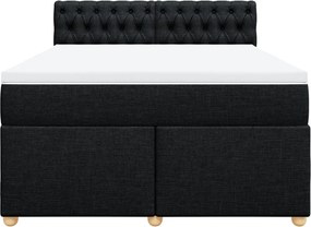 vidaXL Κρεβάτι Boxspring με Στρώμα Μαύρο 160x200 εκ. Υφασμάτινο