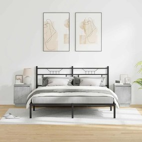 vidaXL Κομοδίνο με 2 pcs Γκρι σκυροδέματος 39 x 34.5 x 50 εκ.