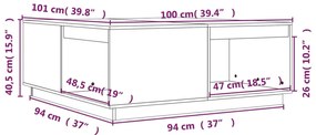 Τραπεζάκι Σαλονιού 100 x 101 x 40,5 εκ. από Μασίφ Ξύλο Πεύκου - Καφέ