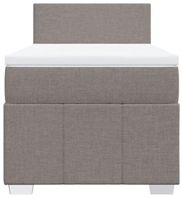 Κρεβάτι Boxspring με Στρώμα Taupe 100 x 200 εκ. Υφασμάτινο - Μπεζ-Γκρι