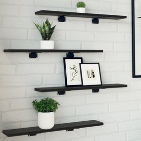 vidaXL Ράφια Βιβλιοθήκης - Σετ 4 Μαύρου Δρυός, 60x10x1.5 εκ - Ξύλινα