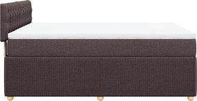 vidaXL Κρεβάτι Boxspring με Στρώμα Σκούρο Καφέ 140x200 εκ Υφασμάτινο