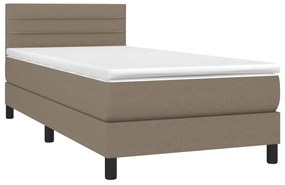 vidaXL Κρεβάτι Boxspring με Στρώμα & LED Taupe 100x200 εκ. Υφασμάτινο