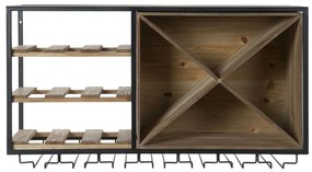 Μπουκαλοθήκη DKD Home Decor 80 x 24 x 44 cm Έλατο Φυσικό Μαύρο Μέταλλο Καφέ Ξύλο MDF
