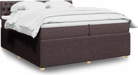 vidaXL Κρεβάτι Boxspring με Στρώμα Σκούρο Καφέ 200x200 εκ. Υφασμάτινο