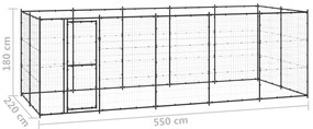 vidaXL Κλουβί Σκύλου Εξωτερικού Χώρου 12,1 μ² από Ατσάλι