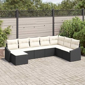 vidaXL Σετ Καναπέ Κήπου 8 pcs Μαύρο Πολυ ράταν