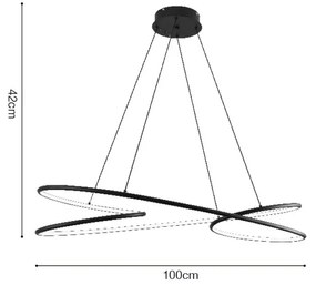 Κρεμαστό φωτιστικό LED 72W 3CCT σε μαύρο χρώμα D:42cm (6106-Black)