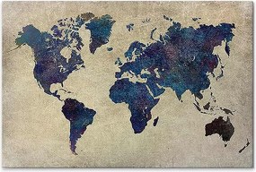 Πίνακας σε καμβά "World Map" Megapap ψηφιακής εκτύπωσης 75x50x3εκ.