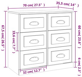 Μπουφές Γκρι Σκυροδέματος 70x35,5x67,5 εκ. Επεξεργασμένο Ξύλο - Γκρι