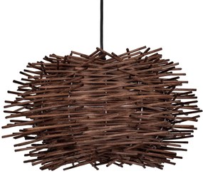 01733 GloboStar®  MINORCA 01733 Boho Κρεμαστό Φωτιστικό Ανάρτηση Μονόφωτο 1 x E27 IP20 Καφέ Ξύλο - Μ35 x Π35 x Y23cm