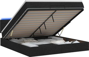 vidaXL Κρεβάτι Ottoman με Στρώμα και LED Μαύρο 180 x 200 cm Ύφασμα