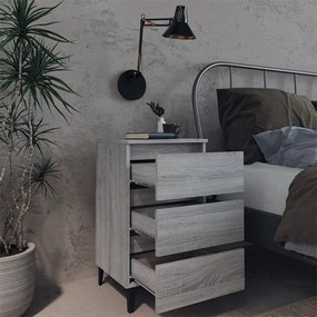vidaXL Κομοδίνο Γκρι Sonoma 40 x 35 x 69 εκ. με Μεταλλικά Πόδια