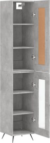 vidaXL Ντουλάπι Γκρι Σκυροδέματος 34,5x34x180 εκ. Επεξεργασμένο Ξύλο
