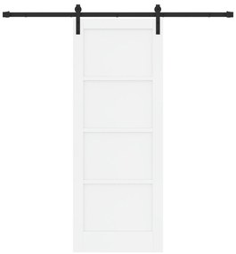 vidaXL Συρόμενη Πόρτα με Σετ Υλικών Λευκή 78x202 εκ. Σκληρού Ξύλου Πεύκου