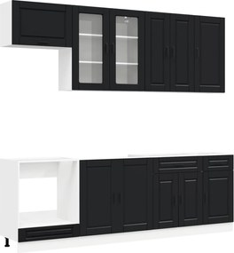 vidaXL Μονάδα κουζίνας PORTO 8 pcs Μαύρο Επεξεργασμένο Ξύλο