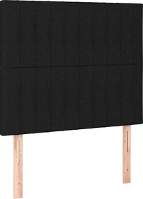 vidaXL Κρεβάτι Boxspring με Στρώμα &amp; LED Μαύρο 80x200 εκ. Υφασμάτινο