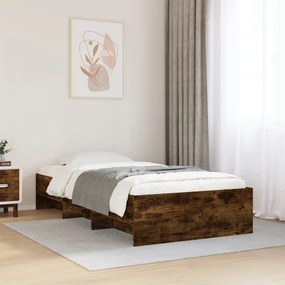vidaXL Πλαίσιο Κρεβ. Χωρ. Στρώμα Καπνιστή Δρυς 90 x 190 εκ. Επεξ. Ξύλο
