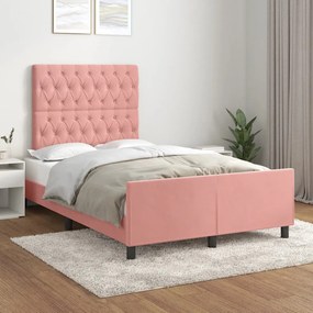 Πλαίσιο Κρεβατιού με Κεφαλάρι Ροζ 120x200 εκ. Βελούδινο