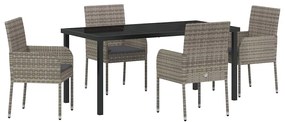 vidaXL Σέτ φαγητού για κήπο με μαξιλάρι 5 pcs Γκρι Πολυ ράταν