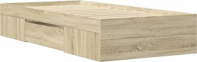 vidaXL Πλαίσιο Κρεβ. Χωρ. Στρώμα Sonoma Δρυς 90x200 εκ. Επεξ. Ξύλο