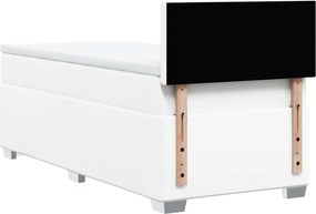 vidaXL Κρεβάτι Boxspring με Στρώμα Λευκό 90x190εκ. από Συνθετικό Δέρμα