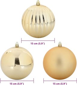 vidaXL Σετ Χριστουγεννιάτικης Μπάλλας XL 9 pcs Χρυσό Πλαστικό