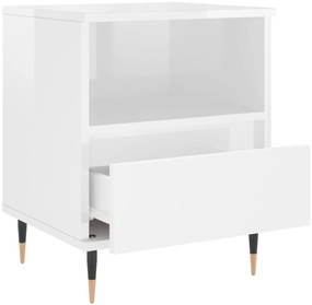 vidaXL Κομοδίνα 2 τεμ. Γυαλ. Λευκό 40 x 35 x 50 εκ. Επεξεργασμένο Ξύλο