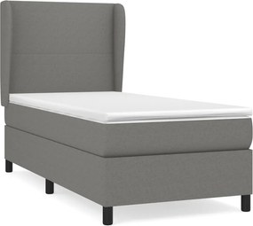 vidaXL Κρεβάτι Boxspring με Στρώμα Σκούρο Γκρι 90x200 εκ. Υφασμάτινο