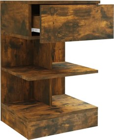 vidaXL Κομοδίνα 2 Τεμ. Καπνιστή Δρυς 40x35x65 εκ. από Επεξεργ. Ξύλο