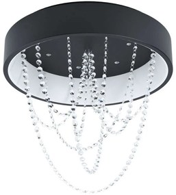 Φωτιστικό Οροφής - Πλαφονιέρα 39762 Berlona Led Κρύσταλλο Black Eglo Metal, Glass