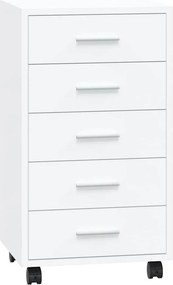 vidaXL Συρταριέρα με Ροδάκια Γυαλιστερή Λευκή από Επεξεργασμένο Ξύλο