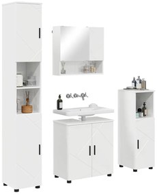 vidaXL Σετ Επίπλων Μπάνιου 4 pcs Γυαλιστερό λευκό 61 x 35 x 64 εκ.