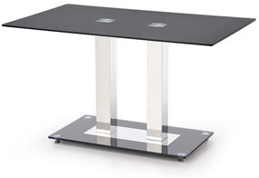 Τραπέζι Houston 126, Μαύρο, Ασημί, 74x80x130cm, 47 kg, Επεξεργασμένο γυαλί, Μέταλλο | Epipla1.gr
