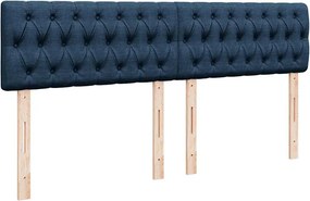 vidaXL Κρεβάτι Boxspring με Στρώμα Μπλε 200x200 εκ. Υφασμάτινο