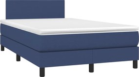 vidaXL Κρεβάτι Boxspring με Στρώμα Μπλε 120x200 εκ. Υφασμάτινο