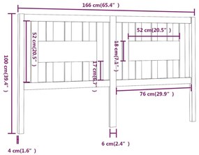 Κεφαλάρι Κρεβατιού Γκρι 166 x 4 x 100 εκ. από Μασίφ Ξύλο Πεύκου - Γκρι