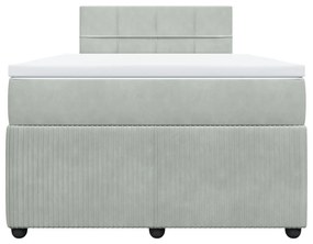 vidaXL Κρεβάτι Boxspring με Στρώμα Ανοιχτό Γκρι 120x200 εκ. Βελούδινο