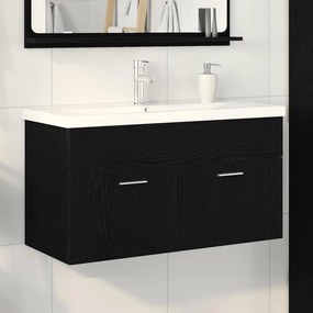 vidaXL Ντουλάπι Μπάνιου με συρτάρι Μαύρη Οξυά 90 x 38,5 x 46 cm