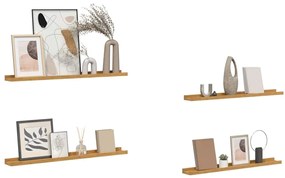 vidaXL Ράφι Τοίχου με ράφι 4 pcs Μπεζ 80 x 9 x 3 cm Επεξεργασμένο ξύλο