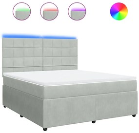 vidaXL Κρεβάτι Boxspring με Στρώμα Ανοιχτό Γκρι 180x200 εκ. Βελούδινο