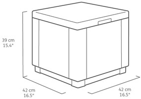 Keter Σκαμπό με Αποθηκευτικό Χώρο Cube Χρώμα Γραφίτης